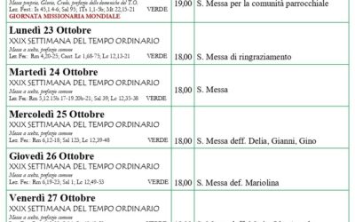 Calendario liturgico 22-29 Ottobre 2023