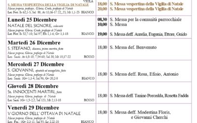 Calendario liturgico 24-31 dicembre 2023