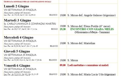 Calendario litrugico e giornalino parrocchiale 01-8 giugno 2025