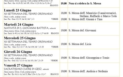 Calendario liturgico e giornalino parrocchiale 22-29 giugno 2025