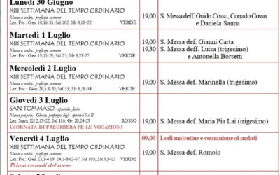 Calendario liturgico e giornalino parrocchiale 29 giugno – 6 luglio 2025