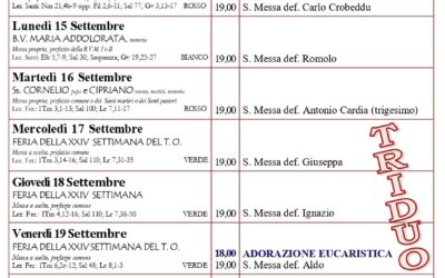 Calendario liturgico e giornalino parrocchiale 14 – 21 Settembre 2025