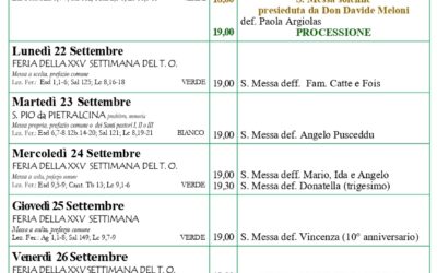 Calendario liturgico e giornalino parrocchiale 19 – 26 settembre 2025