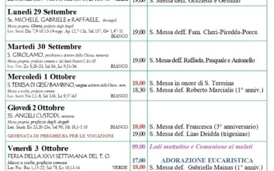 Calendario liturgico e giornalino parrocchiale 28 settembre – 5 ottobre 2025