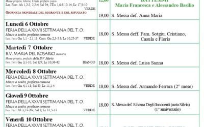 Calendario liturgico e giornalino parrocchiale 5 – 12 ottobre 2025