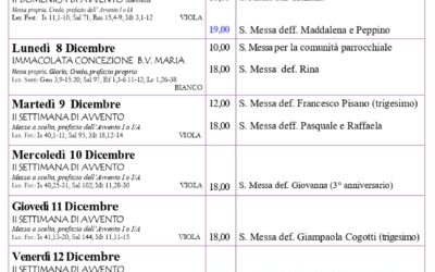 Calendario liturgico e giornalino parrocchiale 7-14 dicembre 2025