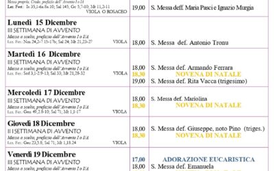 Calendario liturgico 14-21 dicembre 2025