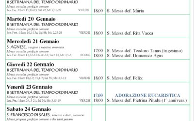 Calendario liturgico e giornalino parrocchiale 18 – 25 gennaio 2026