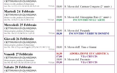 Calendario liturgico e giornalino parrocchiale 22 febbraio – 1 marzo 2025