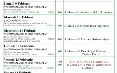 Calendario liturgico e giornalino parrocchiale 8-15 febbraio 2025