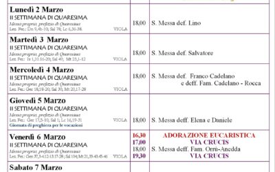 Calendario liturgico e giornalino parrocchiale 1-7 marzo 2026
