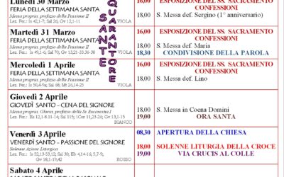 Calendario liturgico e giornalino parrocchiale 29 marzo – 5 aprile 2026