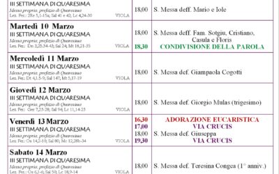 Calendario liturgico e giornalino parrocchiale 8-15 marzo 2026