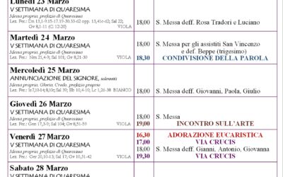 Calendario liturgico e giornalino parrocchiale 22-29 marzo 2026