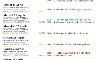 Calendario liturgico e giornalino parrocchiale 19-26 aprile 2026